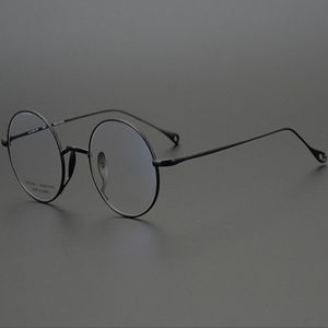 Mode Zonnebril Frames Pure Titanium Ronde Frame Eyewear Vintage Japanse Handgemaakte Bijziendheid Brillen Ultralight Retro Optical Computer GL