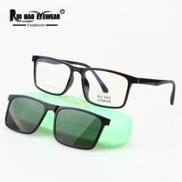 Monturas de gafas de sol de moda Gafas rectangulares con montura y clip en gafas de sol Gafas graduadas ópticas polarizadas Gafas de moda para hombres 2124 231215