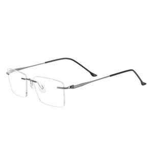 Mode zonnebril frames rechthoekige metalen mannen en vrouwenrandloze bril frame voor optische lenzen Myopia presbyopie progressief