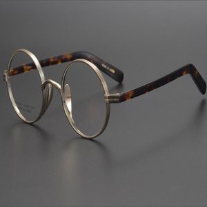 Mode Zonnebril Frames Ronde Eyewear Japanse Handgemaakte Brillen Mannen Retro Pure Titanium Recept Myopia Optische Computer Bril Wo