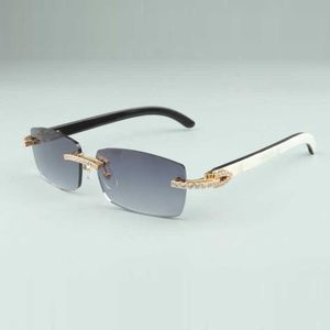 Lunettes de soleil mode Cadres Les dernières lunettes de soleil en diamant sans fin 3524012-13 cornes mixtes naturelles pour hommes et femmes lunettes à l'infini taille 56-36-18-140mm