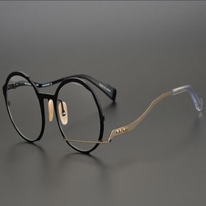 Marcos de gafas de sol de moda Marco de anteojos hechos a mano japoneses de calidad superior Mujeres de la vendimia Gafas ópticas de titanio puro Retro Miopía Computadora G