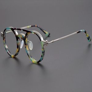 Gafas de sol de moda Marcos de calidad superior Marco de anteojos de acetato de titanio Mujeres vintage Gafas ópticas redondas Lentes transparentes Gafas de miopía para mí