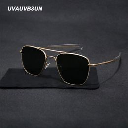 Mode zonnebrillen frames uvauvbsun vintage dubbele straal metalen frame zonnebril voor mannen luxe gepolariseerd licht ovaal piloot zonneglas de sol 230830