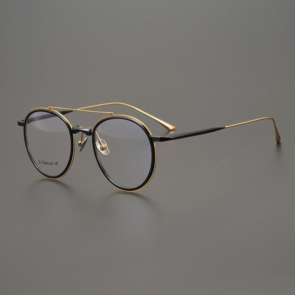 Lunettes de soleil de mode Cadres Vintage Titanium Cadre Frog Pilot Lunettes Hommes Rond Prescription Lecture Lunettes Optiques Myopie Lunettes De Luxe