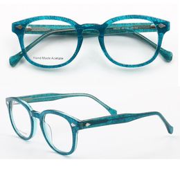 Mode zonnebrillen frames vintage vrouwen optische glazen mannen rond bril blauw acetaat recept roze bril