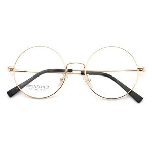 Mode zonnebril frames vrouwen ronde lenzenvloeistof voor mannen metalen oogglazen over-sized rx bril full-rim lichtgewicht gouden eyewear