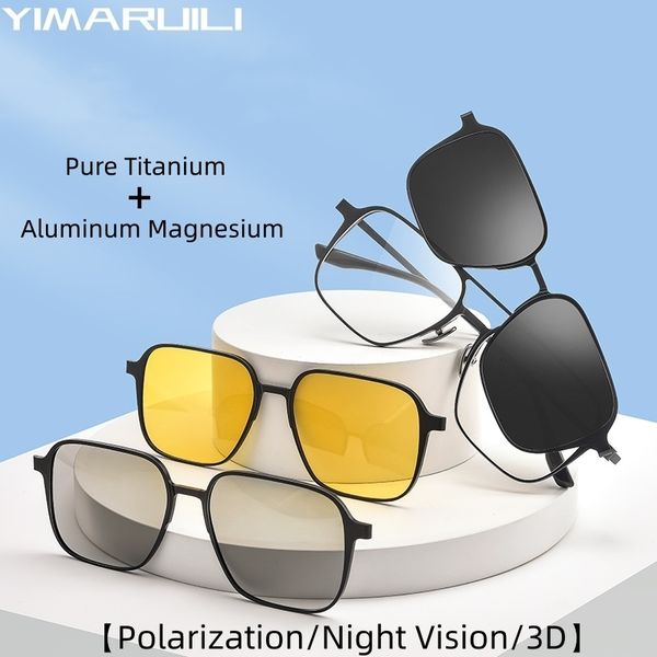 Lunettes de soleil de mode Cadres YIMARUILI Aluminium Magnésium Ppure Rétro Double Faisceau Magnétique Polarisé Vision Nocturne 3D Lunettes De Prescription Cadre 9908 230822