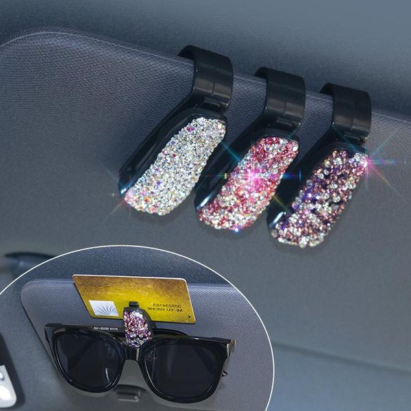 Monturas de gafas de sol de moda YLWZKX2021 Clip de gafas de coche soporte multifuncional caja de ojo lindo diamante mujer visera