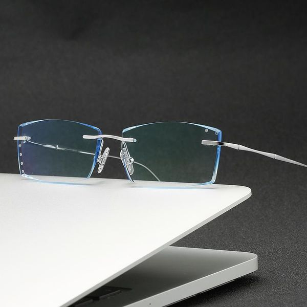 Monturas de gafas de sol de moda ZIROSAT 3018 Marco de anteojos de titanio puro sin montura para hombre Diseñador de marca Miopía Gafas graduadas ópticas claras