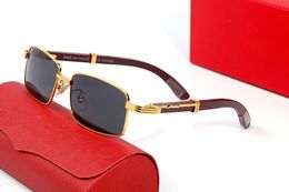 lunettes particulières lunettes de soleil de luxe rétro Lunettes de soleil Mode lunettes de soleil plein cadre en bois bleu marron vert rouge gris rond couleur claire parasol décoratif Avec boîte