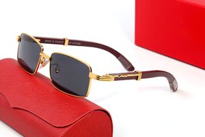lunettes particulières lunettes de soleil de luxe rétro Lunettes de soleil Mode lunettes de soleil plein cadre en bois bleu marron vert rouge gris rond couleur claire parasol décoratif Avec boîte