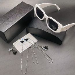 Lunettes de soleil mode Design géométrique P Lunettes de soleil pour hommes Lunettes de soleil d'été noires Plage Rectangle Pare-soleil avec chaîne de lunettes en acier inoxydable de luxe