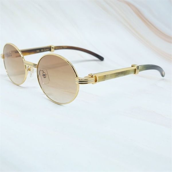 Gafas de sol de moda para hombres y mujeres, gafas de sol francesas de lujo de diseñador, montura completa de Metal, gafas de madera con cuerno de búfalo 2921