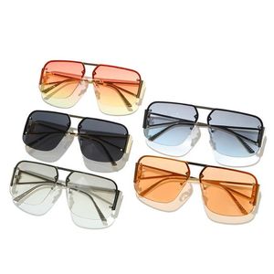 Lunettes de soleil à la mode unisexes à faisceau unique, lunettes semi-sans monture, lunettes anti-UV, lunettes de personnalité, monture en alliage Adumbral
