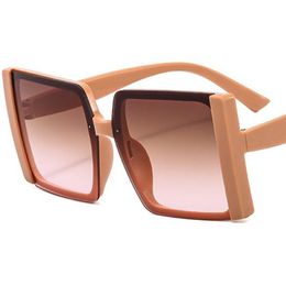 Gafas de sol de moda Unisex para mujer, gafas de sol con montura de gran tamaño, gafas Adumbral Anti-UV, lentes de Color degradado