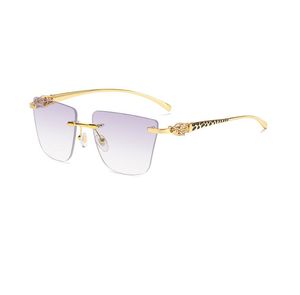 Lunettes de soleil mode femmes hommes lettre timbre lunettes de soleil marque de luxe lunettes sans cadre surdimensionné concepteur grand léopard or lunettes UV400 lunettes de soleil lunettes