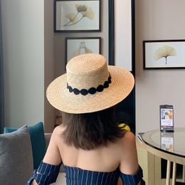 Fashion Sunshade Straw Hat Lace Hook Flower Hats vrouwen strand zonnebrand emmer hoed platte top zon capet casquette