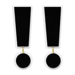 Moda Súper Grande Negro Blanco Acrílico Símbolo Signo de exclamación Cuelga Pendiente para mujer Joyería de moda Hipérbole Accesorios197d