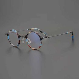 Mode Super Mini Gold Beam Japanse handgemaakte ronde Ronde van China Collection Plaat Myopia Glazen frame voor mannen Women