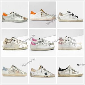 ﾄFashion Superstar Sneakers Casual Chaussures Italie Femmes Golden Sequin Classic White Do -Old Dirty Designer Pink Star Tennis