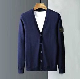 Suéteres de moda Cárdigan de diseñador para hombre Prendas de punto Manga larga Chaqueta de isla de piedra High Street Patrón bordado Cuello redondo Prendas de punto Hombre Mujer Primavera Otoño