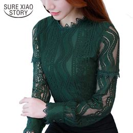 Mode Sweet Lace Women Tops Herfst Lange Mouw Vrouwen Blouses Shirt Slim Plus Size Dameskleding Blusas D117 30 210528