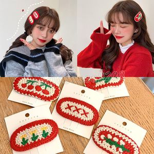 Horquillas de punto dulces a la moda, pinzas para el pelo rojas, pasadores de felpa chinos, tocado para niñas, accesorios festivos para el cabello para mujeres de Año Nuevo