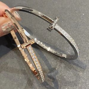 Mode T Bracelets Bracelet T1 Semi Diamant En Argent Sterling Série 18k Plaqué Or De Luxe Fille Haute Classique Zircon Bracelet Pour Ladie264f