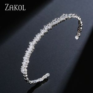 Bracelets de manchette en zircone cubique T pour femmes, Baguette tendance pour hommes et hommes, Bracelet ouvert, géométrie, bijoux de fête pour filles