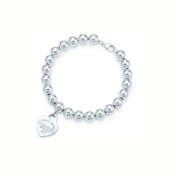 Fashion t Home Pulsera Ins en forma de corazón con cuentas redondas de 8mm de Plata de Ley 925 Tijia Love