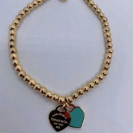 Joyería de moda para mujer, Pulsera con cuentas de acero inoxidable, amor para siempre, esmalte, rosa, azul, dijes de corazón, Pulsera, pulseras H1115sk7o