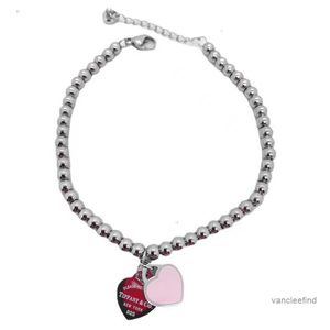 Mode t bijoux femmes bracelet perlé en acier inoxydable pour toujours amour émail rose bleu coeur charmes bracelets h1115sk7o 0xoi nlbr