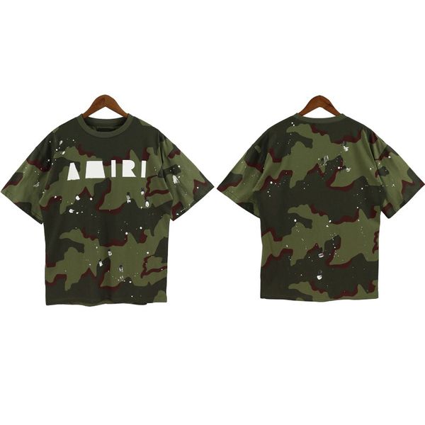 T-shirts pour hommes designer camouflage col rond à manches courtes homme femmes T-shirt ample tendance peint à la main hip-hop haut sweat-shirt pour les amoureux S-XL