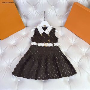 Fashion Tank top jurk voor meisje Witte riem decoratie Kids japon Maat 110-160 CM Brief Bloem Volledige Print Kind Rok Sep20
