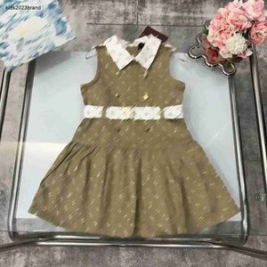 Fashion Tank top jurk voor meisje Witte revers ontwerp Kids japon Maat 100-150 CM Brief Bloem Volledige Print Kind Rok Sep20