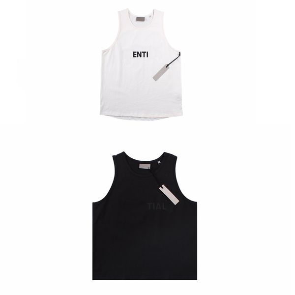 Mode débardeur hommes t-shirt lettre imprimée sans manches ess marque de luxe été débardeurs musculation et fitness hommes gymnases maillots entraînement vêtements noir blanc