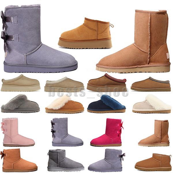 Mode Tasman Pantoufles En Fourrure De Châtaigne Diapositives En Peau De Mouton Shearling Tazz Pantoufles Mules Femmes Ultra Mini Plateforme Botte Chaussures À Enfiler En Daim Confort Supérieur Automne Hiver