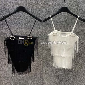 Camisetas sin mangas con borlas para mujer, chaleco Sexy con tirantes, camiseta sin mangas de primavera y verano, camiseta de diseñador para fiesta