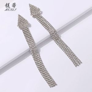 Mode-kwasten Diamanten Dangle Oorbellen Voor Dames Luxe Tennis Ketting Kroonluchter Oorbellen S925 Zilveren Naald Oor Sieraden aanwezig