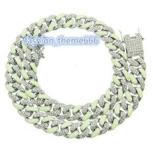 Mode Tiener Tone Night Fluorescerend Verguld Hip Hop Maan Iced Out Moissanite Cubaanse Ketting Sieraden Voor Mannen