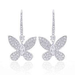 Mode temperament oor haak zirkoon vlinder daling oorbellen voor vrouwen bruiloft sieraden boucle mujer brincos xiumeiyizu