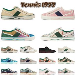 mode tennis 1977 casual schoenen luxe ontwerpers herenschoen italië groen en rood web streep rubberen zool stretch katoen lage top heren sneakers 36-44