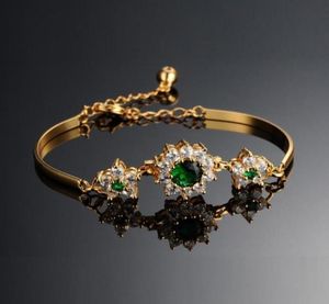 Mode tennisbangle armbanden kettingen goud vergulde glanzende bloemronde groene zirkoon sieraden bruids bruiloft ontwerpers armband voor W4154865