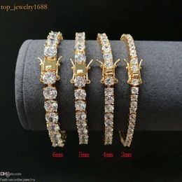 Gift de bijoux de diamant de créateur de tennis de mode Gift 3 4 5 6 mm 7 8 pouces Moisanite Gol blanc Diamants Real Diamonds Bracelets en gros pour femmes en vrac