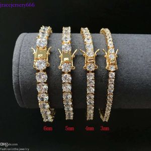 Moda Tennis Designer Pulsera de joyería de diamante de diamantes 3 4 5 6 mm 7 8 pulgadas Moissanite Gold White Diamantes reales Pulseras al por mayor para mujeres a granel