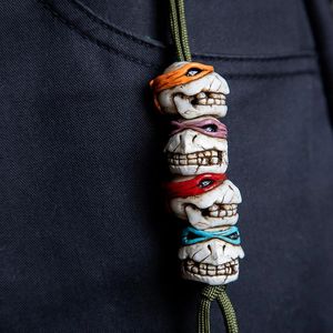 Mode les 4 frères tortue crâne perles porte-clés pendentif tortues créatives pendentif perles lumineuses lanières accessoires de mode