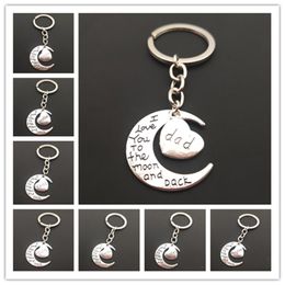 Mode le membre de la famille lune lettres porte-clés papa maman soeur frère porte-clés pendentif famille cadeau