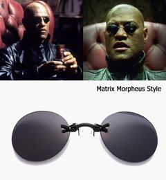 Mode De Matrix Morpheus Stijl Ronde Randloze Zonnebril Mannen Brand Design Klem Neus Zonnebril De Sol AB7047486605