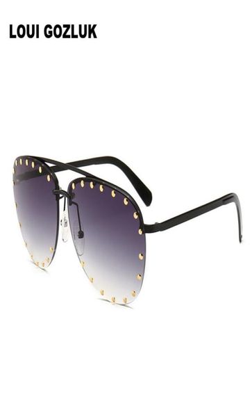 Fashion the Party Style Aviation Sunglasses Femmes Vintage Rivets Sun Guneses GOZLUGU KADIN1521724